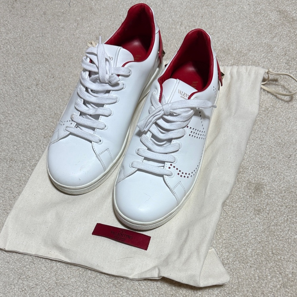 Valentino White and Red Sneakers